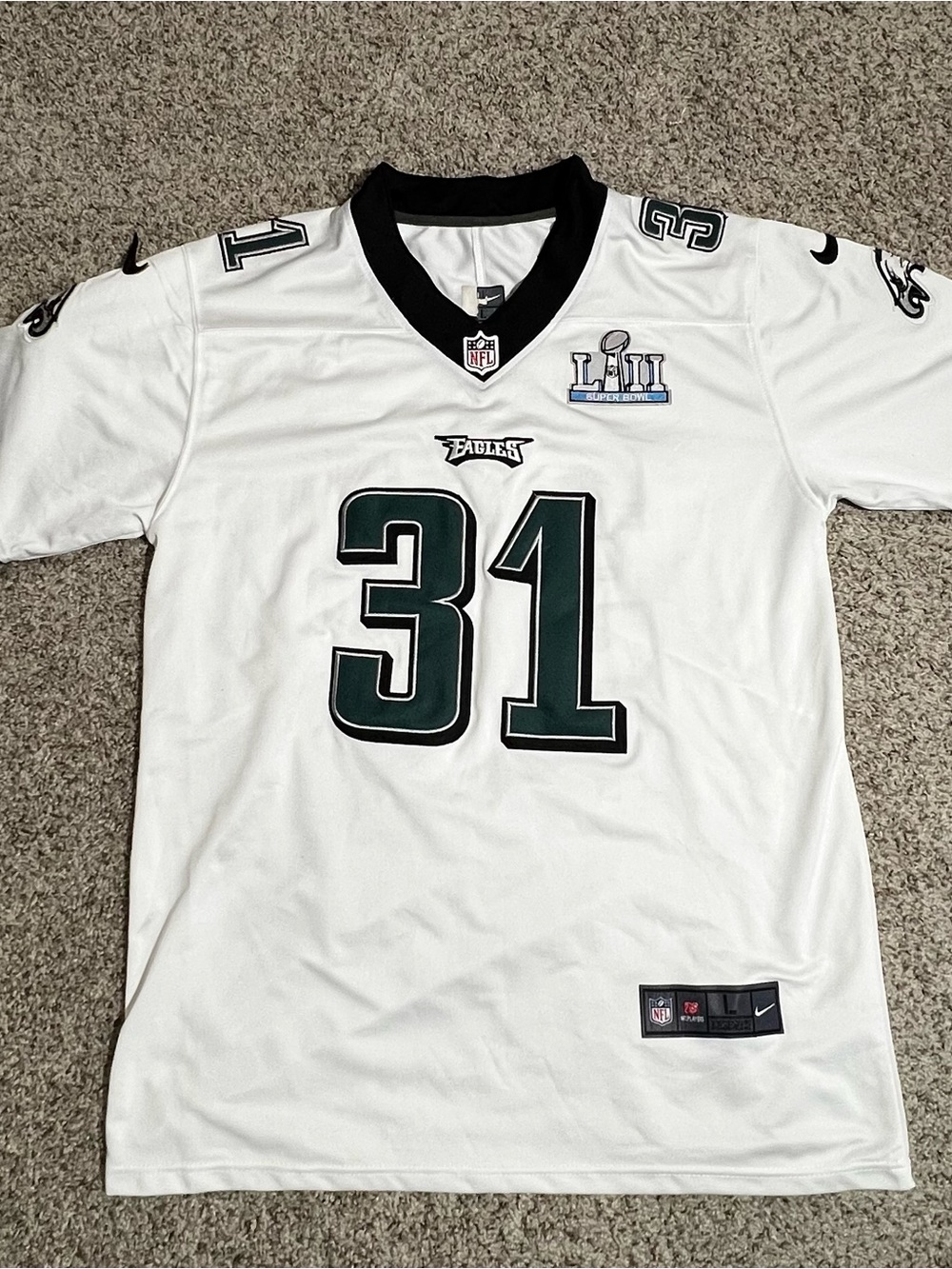 Nike White and Black Philadelphia Eagles #31 Jersey